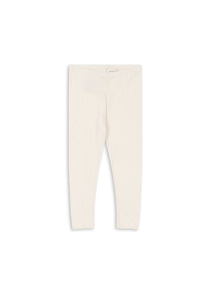 Konges Sløjd Leggings Minnie in Antique White – Baby-Leggings aus GOTS-zertifizierter Bio-Baumwolle in Rippstruktur, Naturweiß.