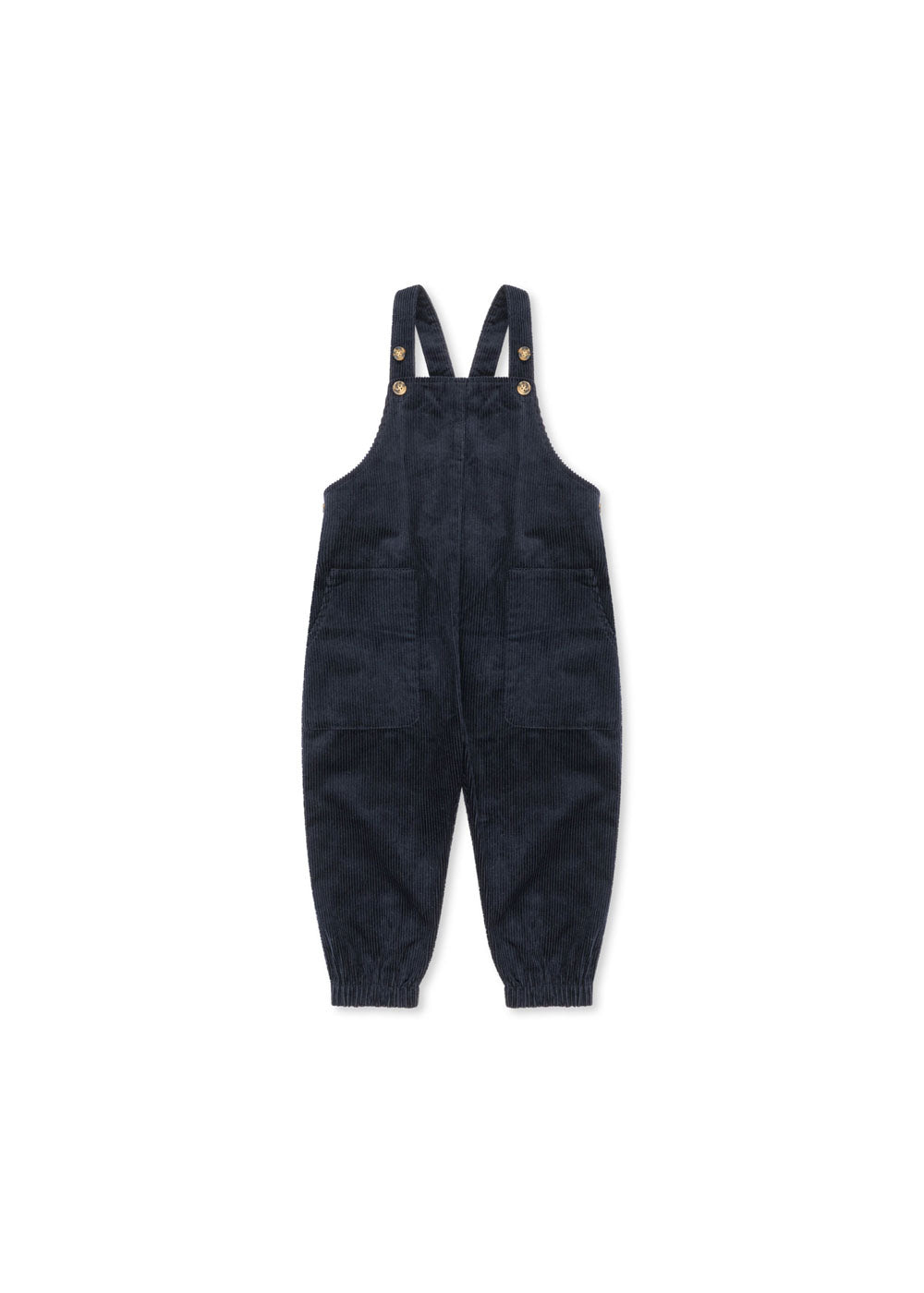 Latzhose Konges Sløjd „Sully“ in Total Eclipse – dunkelblaue Bio-Baumwoll-Latzhose mit verstellbaren Trägern für Kinder