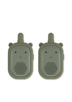 Konges Sløjd Walkie-Talkie Set in Olivine – zwei olivgrüne Kinder-Walkie-Talkies im minimalistischen Design