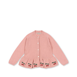 „Konges Sløjd Strickjacke 'Cypres' in Mellow Rose – weicher Cardigan aus Bio-Baumwolle mit Knopfleiste für Kinder“