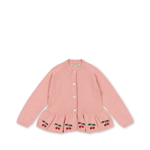 „Konges Sløjd Strickjacke 'Cypres' in Mellow Rose – weicher Cardigan aus Bio-Baumwolle mit Knopfleiste für Kinder“