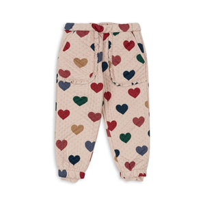 „Konges Sløjd Winterhose 'Frill' in Bon Coeur Colore – warme Thermohose mit Fleecefutter, Rüschen & Herzchen-Print für Kinder“