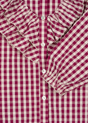 Konges Sløjd Bluse "Kim Frill" Sangria Butter Check