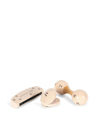 Musikset für Kinder von Konges Sløjd mit Glossy Cherry Muster – Tamburin, Rassel und Kastagnette aus Holz