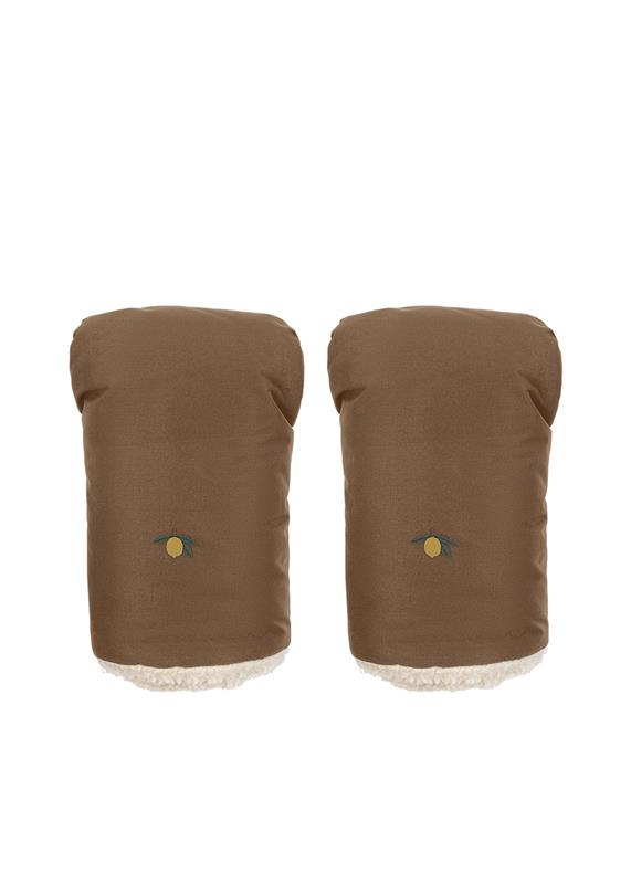Konges Sløjd Kinderwagen-Handschuhe „Nohr“ in der Farbe Walnut – warme, wind- & wasserabweisende Handwärmer mit weichem Teddy-Fleece.