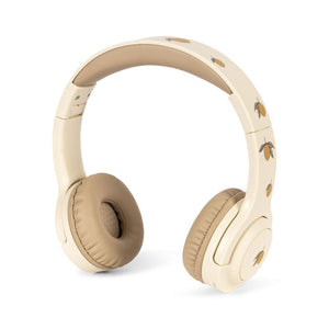 Konges Sløjd Kinderkopfhörer im Lemon-Design – gelbe Zitronen auf cremeweißem Hintergrund