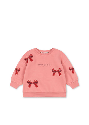 Konges Sløjd Pullover Lou Bow Strawberry Ice, rosa Kinderpullover mit Schleife im skandinavischen Design