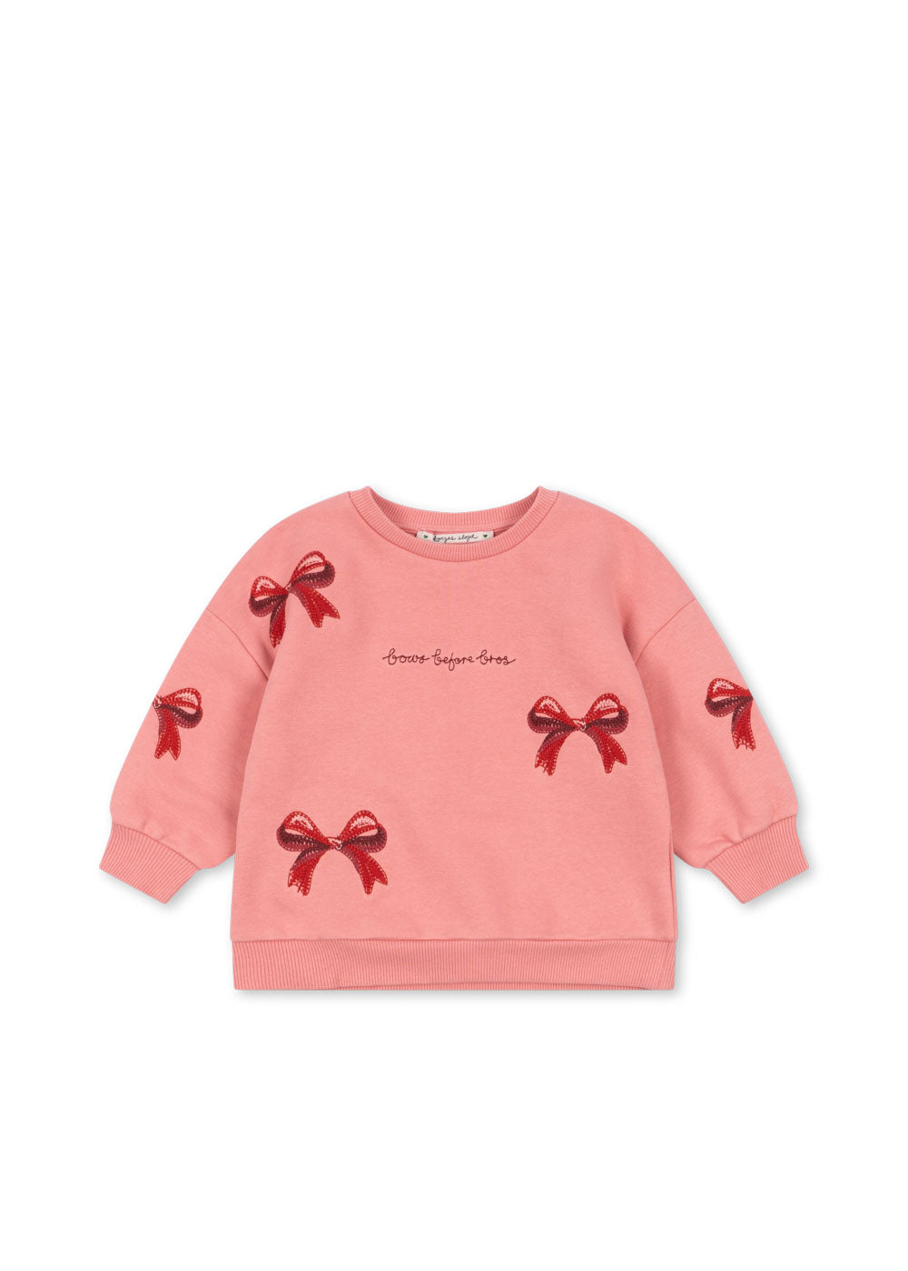 Konges Sløjd Pullover Lou Bow Strawberry Ice, rosa Kinderpullover mit Schleife im skandinavischen Design