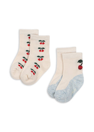 Lot de 2 paires de chaussettes Konges Sløjd Jacquard Cerises | Cherry Mix