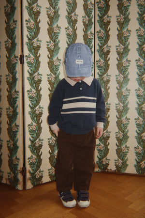 Konges Sløjd Pullover Polokragen Wolle "Basi" | Dark Blue Stripe