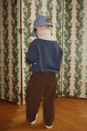 Konges Sløjd Pullover Polokragen Wolle "Basi" | Dark Blue Stripe