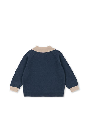Konges Sløjd Pullover Polokragen Wolle "Basi" | Dark Blue Stripe
