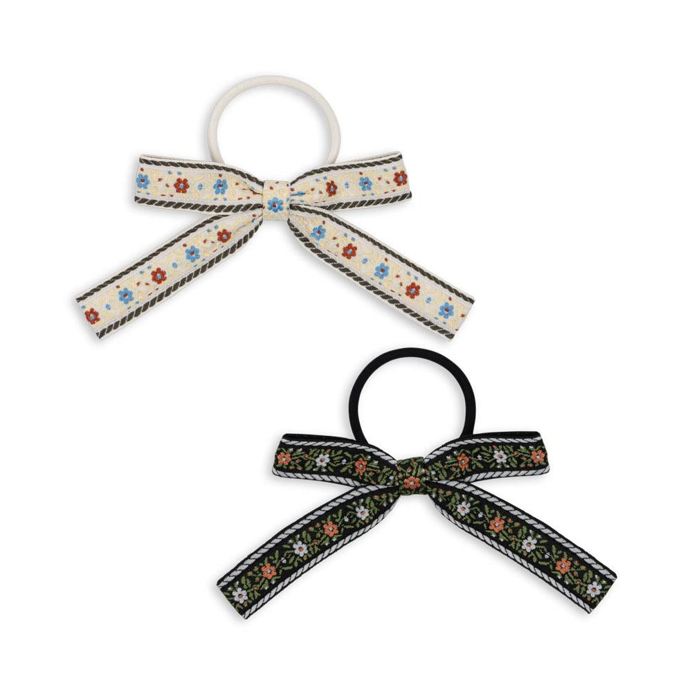 Konges Sløjd Haargummi mit Schleife - 2er-Pack - Beige/Black