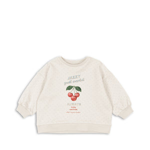 Kinder-Sweatshirt aus Bio-Baumwolle von Konges Sløjd, Loupy Lou Sweatshirt Jazzy Dot, süßer Kirschen-Print, weich & bequem, nachhaltige Kinderbekleidung