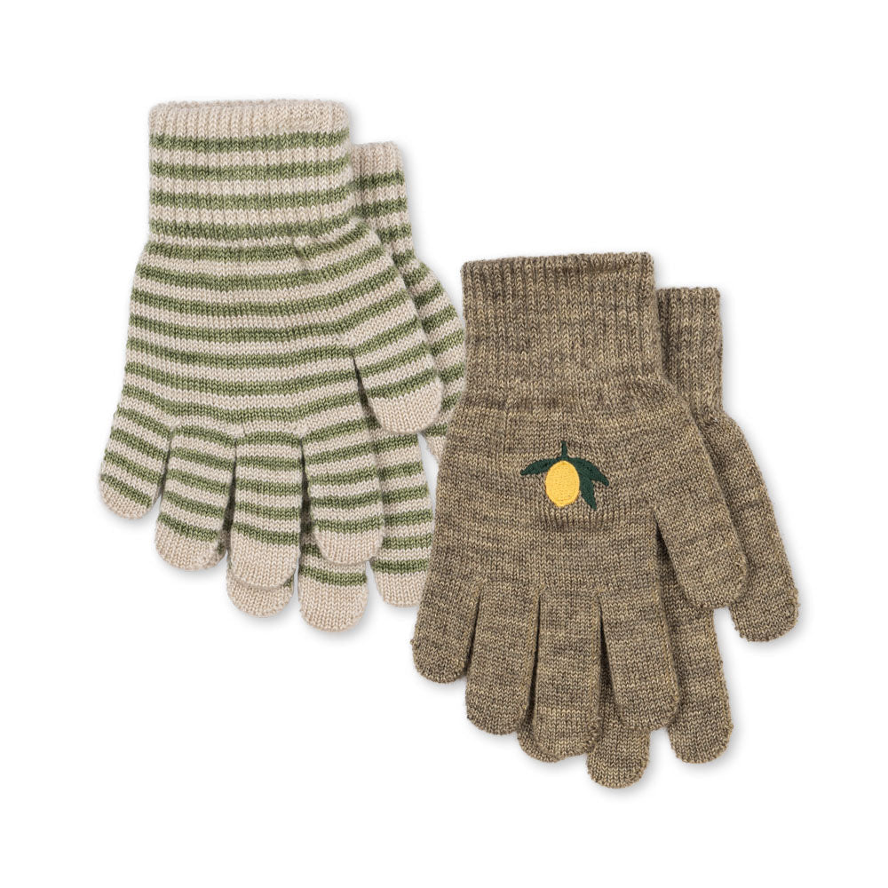 Konges Sløjd Handschuhe "Filla" Lemon / Stripe 2er- Set