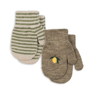 Konges Sløjd Fäustling Handschuhe "Filla" Lemon / Stripe 2er- Set