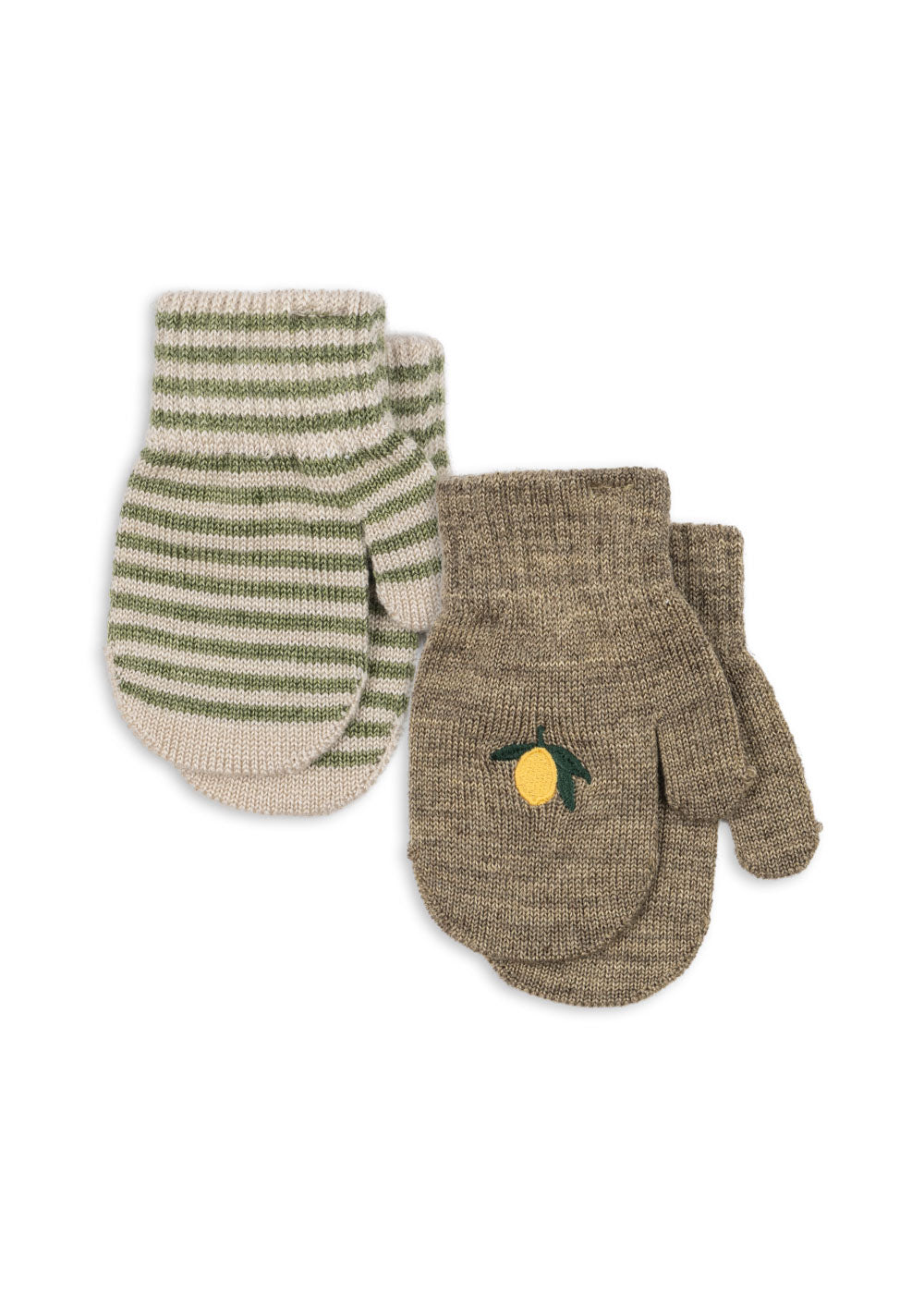 Konges Sløjd Fäustling Handschuhe "Filla" Lemon / Stripe 2er- Set