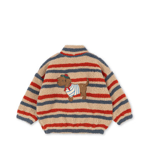 Konges Sløjd Fleecejacke – JODY Embroidery Teddy Jacket GRS | Tangerine Stripe