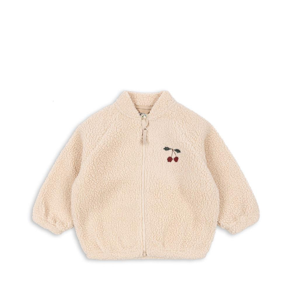 Konges Sløjd Bomberjacke „Jazz“ aus Teddy-Fleece in der Farbe Sand Dollar – warme Kinderjacke im klassischen Bomberstil mit Reißverschluss.