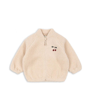 Konges Sløjd Bomberjacke „Jazz“ aus Teddy-Fleece in der Farbe Sand Dollar – warme Kinderjacke im klassischen Bomberstil mit Reißverschluss.