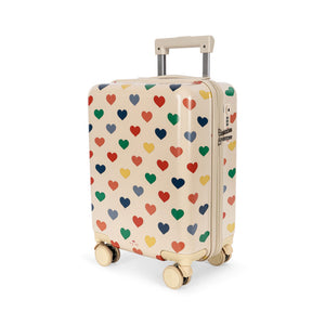 Konges Sløjd Reisekoffer für Kinder im Bon Coeur Coloré Design – Trolley mit bunten Herzchen, Rollen und ausziehbarem Griff.