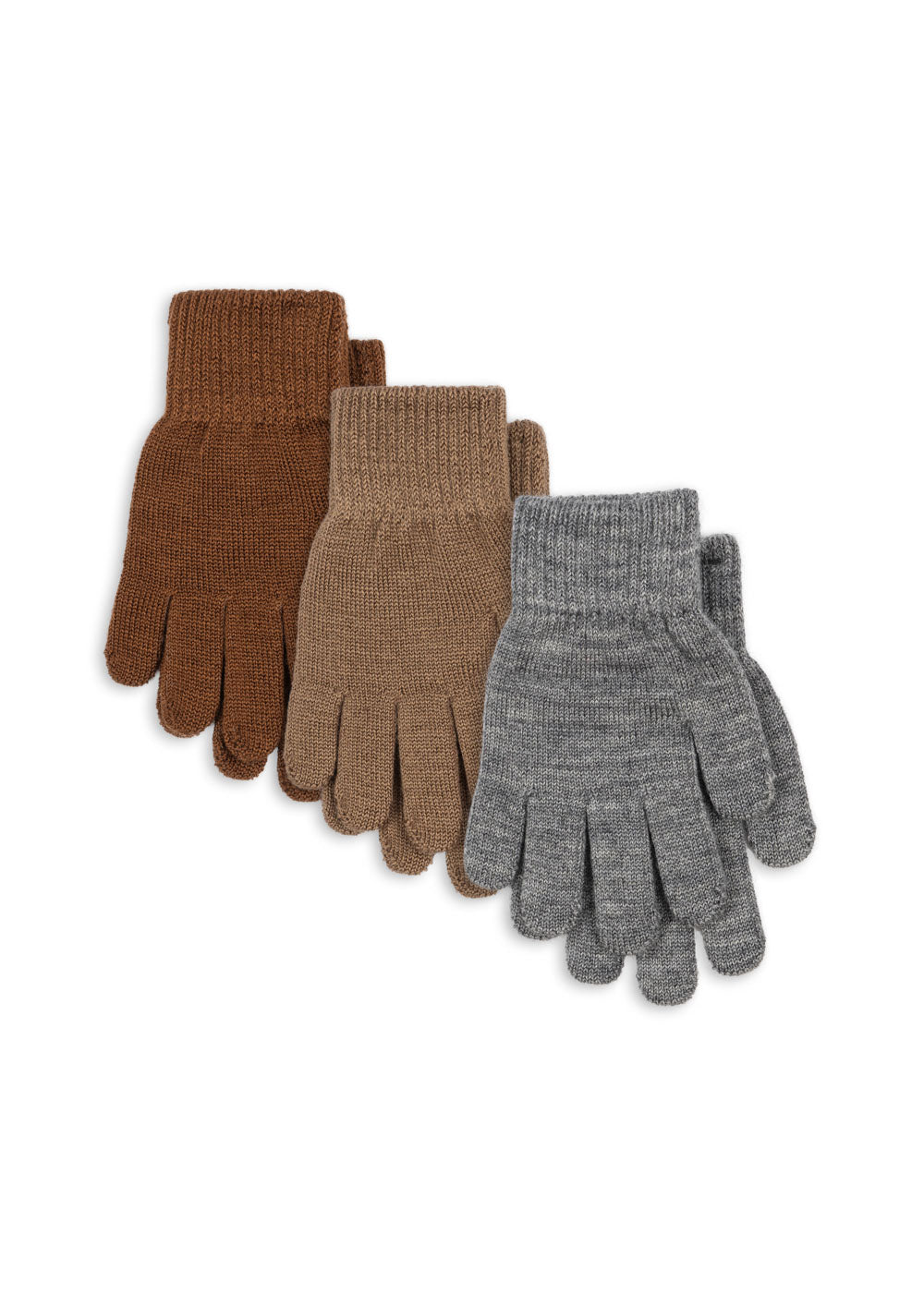 Konges Sløjd Fingerhandschuhe Filla – 3er-Pack in Melange Beige Braun"