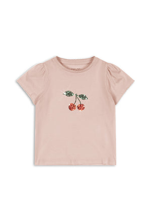 Konges Sløjd Famo Puff Tee Gots Pale Blush, Kinder-T-Shirt aus Bio-Baumwolle