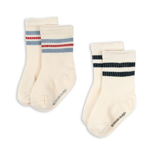 Konges Sløjd Socken Act 2er-Set in Optic White aus Baumwoll-Elasthan-Mix
