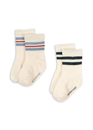 Konges Sløjd Socken Act 2er-Set in Optic White aus Baumwoll-Elasthan-Mix