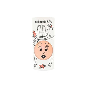 Nailmatic Kids Nagellack „Flamingo“ in pearly neon coral – vegan, wasserbasiert, abwaschbar und sicher fuer Kinder ab 3 Jahren.